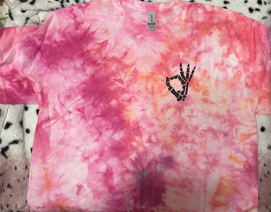 Skelly OK fingers pink tiedye