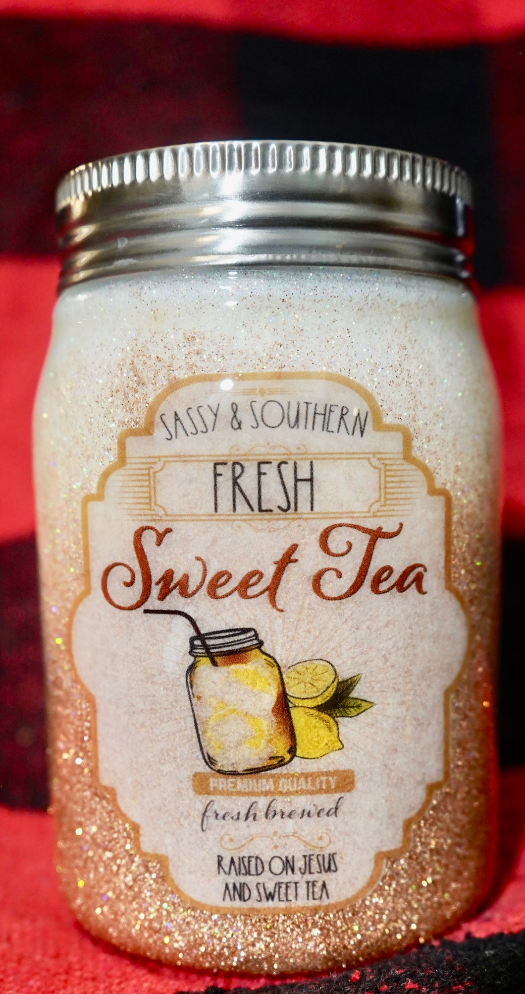 Glittered Sweet Tea Mason Jar Cup