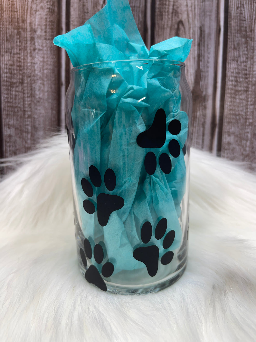 16oz Paw Print Beer Can Glass