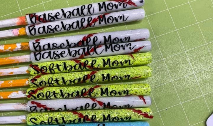 Softball glitter pens